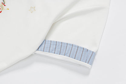 DAXUEN Cat embroidered polo shirt with striped collar
