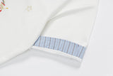 DAXUEN Cat embroidered polo shirt with striped collar
