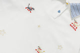 DAXUEN Cat embroidered polo shirt with striped collar