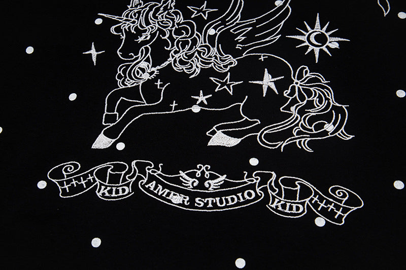 DAXUEN Polka dot pegasus graphic short-sleeved t-shirt