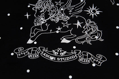 DAXUEN Polka dot pegasus graphic short-sleeved t-shirt