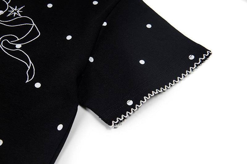 DAXUEN Polka dot pegasus graphic short-sleeved t-shirt