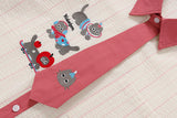 DAXUEN Embroidered cat tie collar short-sleeve shirt