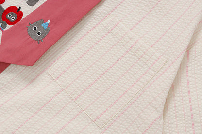 DAXUEN Embroidered cat tie collar short-sleeve shirt