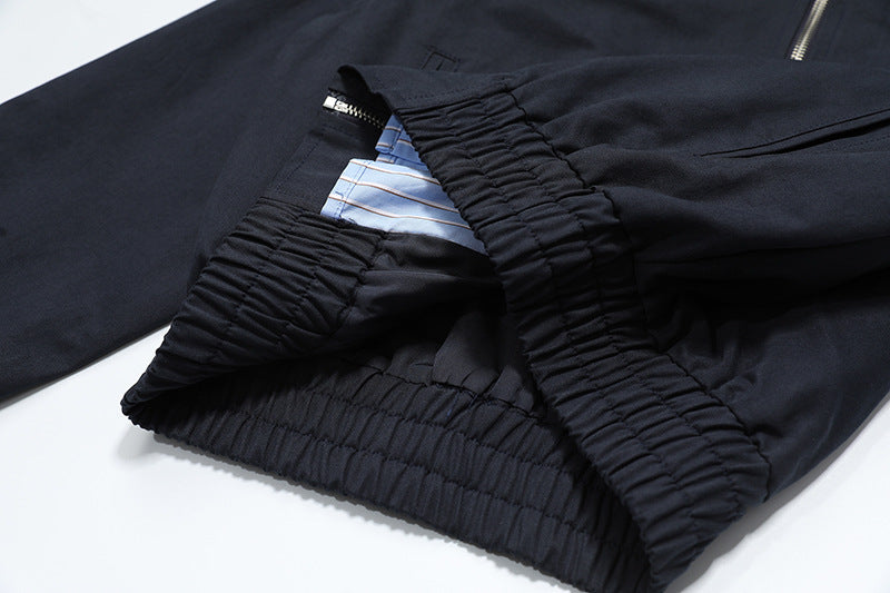 DAXUEN Cropped bomber jacket with striped collar