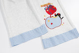 DAXUEN Gingham apple embroidered wide-leg pants