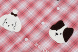 DAXUEN Short-sleeved oversized button-up shirt with plaid pattern and embroidery