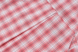 DAXUEN Short-sleeved oversized button-up shirt with plaid pattern and embroidery