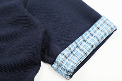 DAXUEN Plaid layered short-sleeve polo shirt