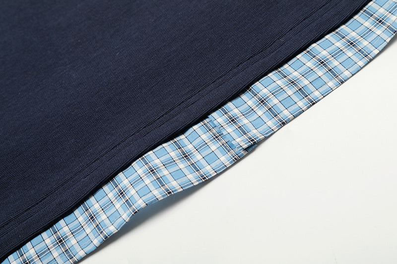 DAXUEN Plaid layered short-sleeve polo shirt