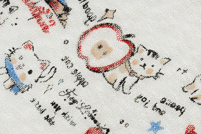DAXUEN Color-blocked long-sleeved hooded top with cat graphics