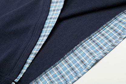 DAXUEN Plaid layered short-sleeve polo shirt