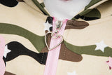 DAXUEN Full-zip hooded camouflage jacket with pink accents
