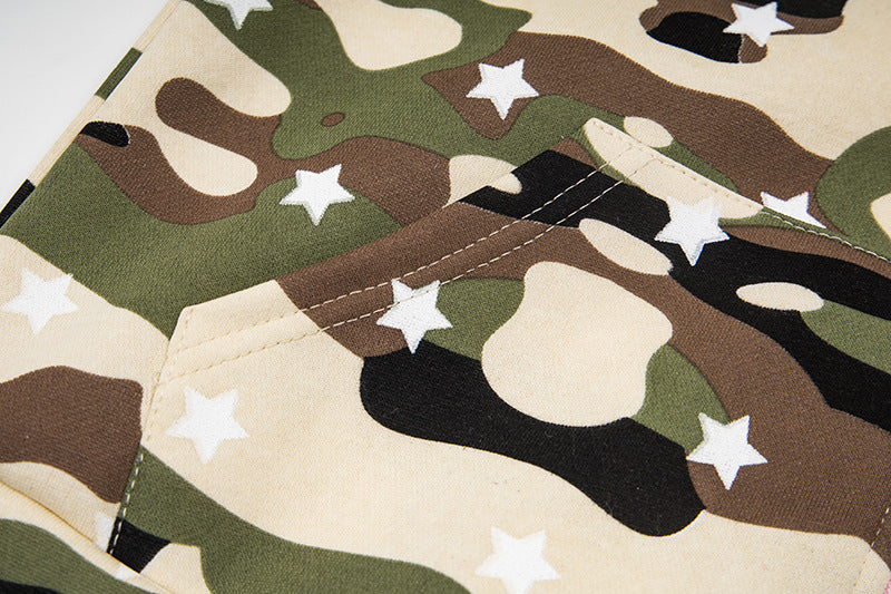 DAXUEN Full-zip hooded camouflage jacket with pink accents