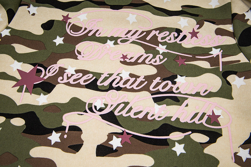 DAXUEN Full-zip hooded camouflage jacket with pink accents