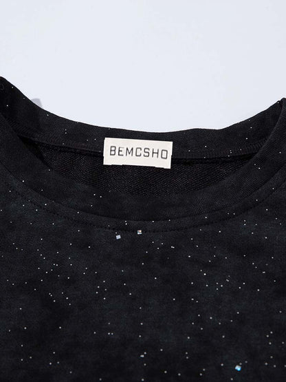 DAXUEN Oversized short-sleeved crew neck t-shirt with thorn print