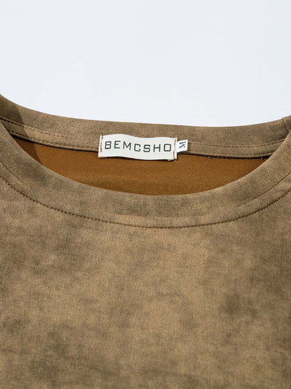 Washed graphic t-shirt with stars and emblem design