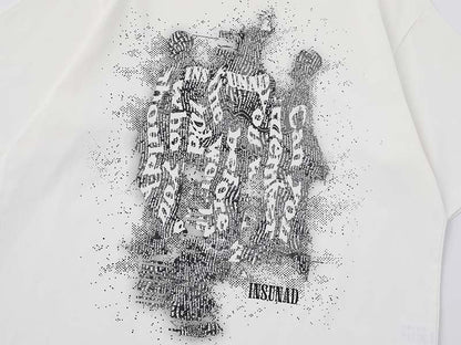 Oversized short-sleeved t-shirt with glitch graphic