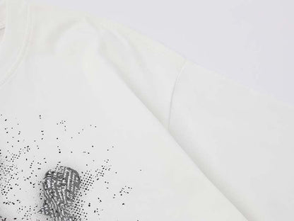 Oversized short-sleeved t-shirt with glitch graphic