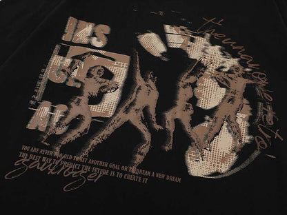 Oversized black and white t-shirt with graphic design