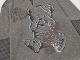 Layered long-sleeve polo shirt with bear graphic
