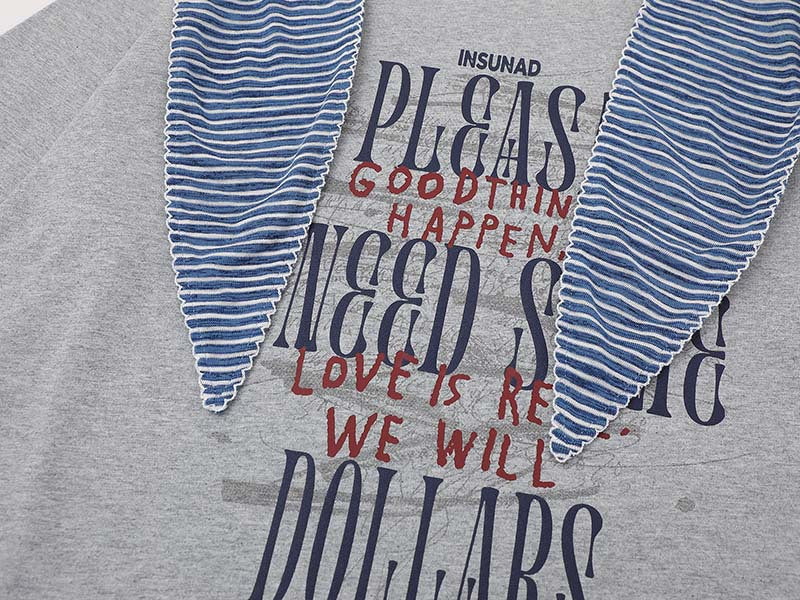 INSUNAD graphic T-shirt with faux-wrap panel