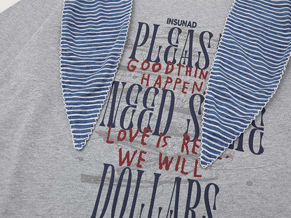 INSUNAD graphic T-shirt with faux-wrap panel