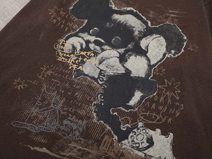 DAXUEN Distressed bear graphic long sleeve t-shirt