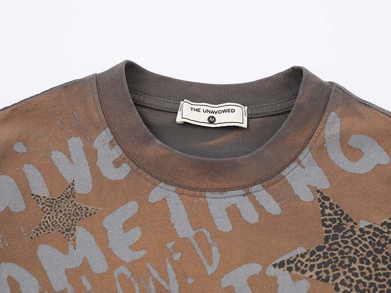 DAXUEN Relaxed fit leopard star print t-shirt