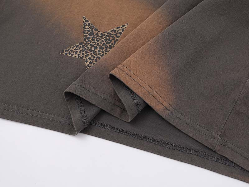 DAXUEN Relaxed fit leopard star print t-shirt