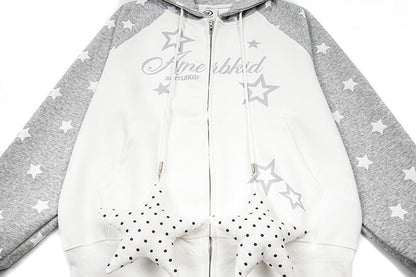 DAXUEN Colour-blocked full-zip hoodie with star graphics