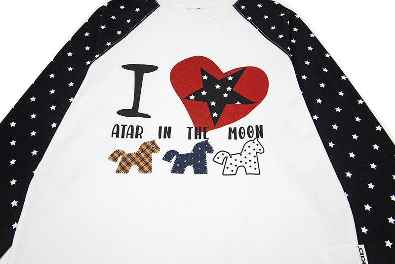 DAXUEN Starry Heart Raglan Long-Sleeve T-Shirt