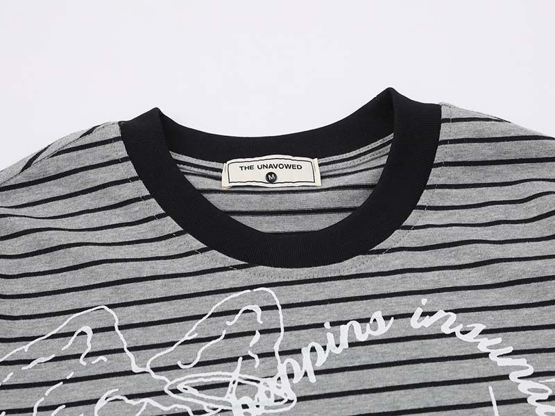 DAXUEN Intricate graphic striped short-sleeved t-shirt