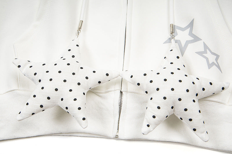 DAXUEN Colour-blocked full-zip hoodie with star graphics