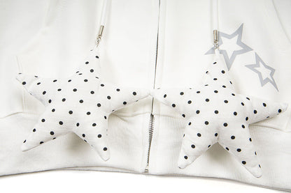 DAXUEN Colour-blocked full-zip hoodie with star graphics