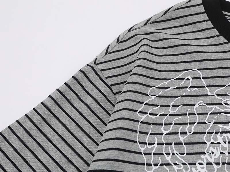DAXUEN Intricate graphic striped short-sleeved t-shirt