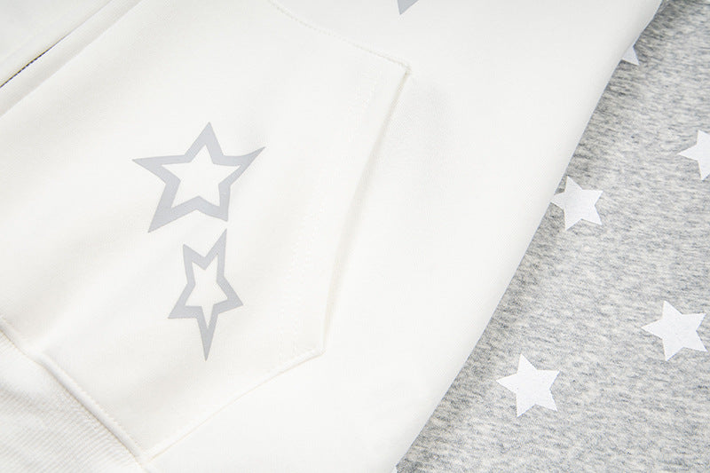 DAXUEN Colour-blocked full-zip hoodie with star graphics
