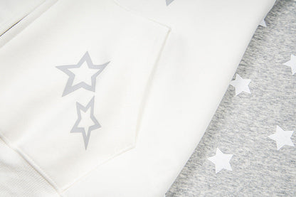 DAXUEN Colour-blocked full-zip hoodie with star graphics