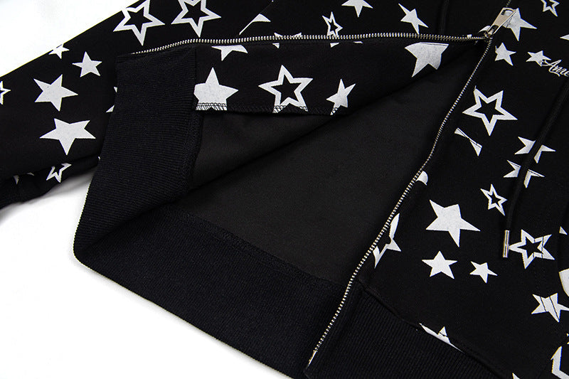 DAXUEN Star print full-zip hooded jacket