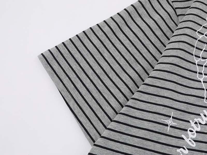 DAXUEN Intricate graphic striped short-sleeved t-shirt