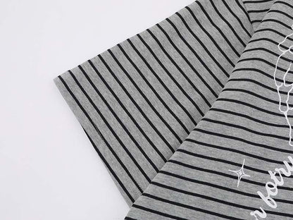 DAXUEN Intricate graphic striped short-sleeved t-shirt