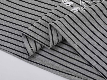 DAXUEN Intricate graphic striped short-sleeved t-shirt