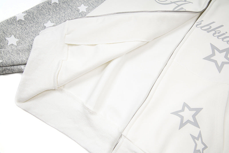 DAXUEN Colour-blocked full-zip hoodie with star graphics