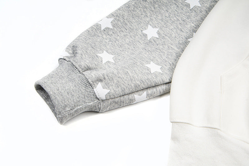 DAXUEN Colour-blocked full-zip hoodie with star graphics