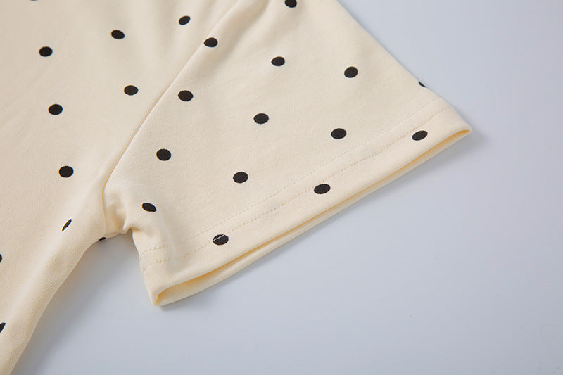 DAXUEN Polka dot graphic t-shirt with prints and decorative pins