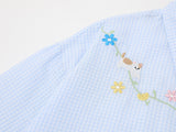 DAXUEN Short-sleeved embroidered gingham button-up shirt