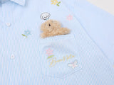 DAXUEN Relaxed-fit short-sleeve button-up shirt with bear pocket