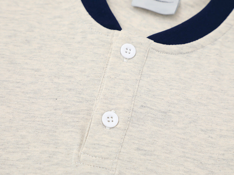 DAXUEN Short-sleeved henley-style T-shirt with graphic pocket