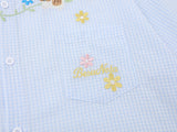 DAXUEN Short-sleeved embroidered gingham button-up shirt