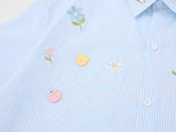 DAXUEN Relaxed-fit short-sleeve button-up shirt with bear pocket